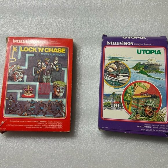 Utopia and Lock 'n' Chase Game Set - Purple and Red for Mattel Intellivision - Picture 1 of 4